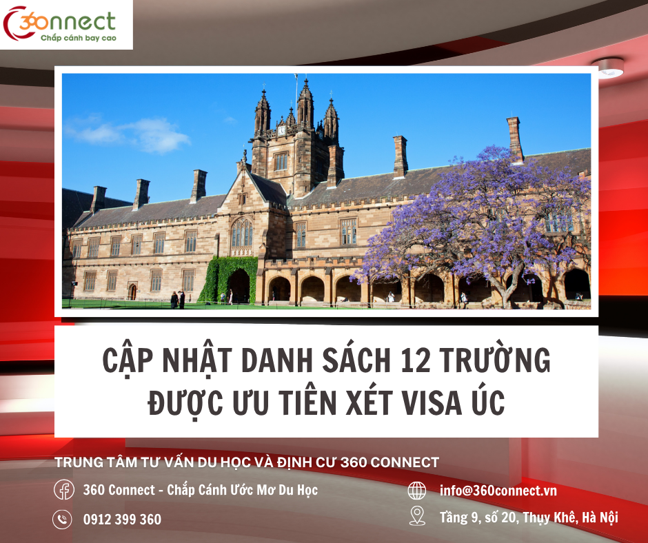 12 TRƯỜNG ĐẠI HỌC ĐƯỢC ƯU TIÊN VISA ÚC