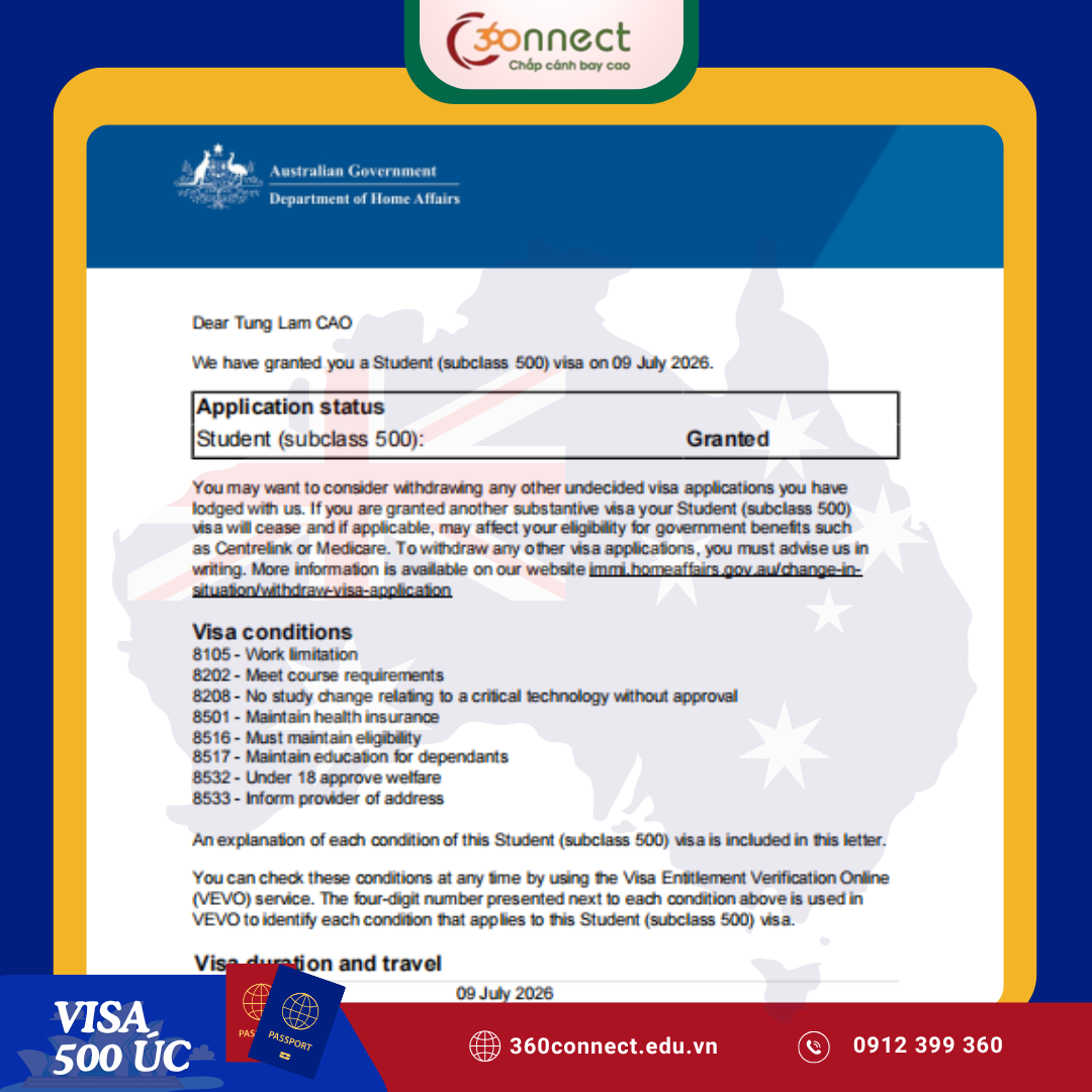 Gia Hạn Thành Công Visa 500 Chỉ Trong Vòng 2 Ngày